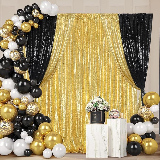 Poise3EHome 4x8ft Gold Sequin Backdrop, Upgrade Shimmer Backdrop - Image 5