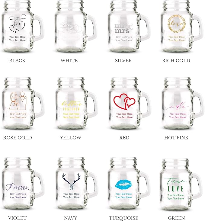 WEDDINGSTAR Personalized 4oz Mini Mason Jar Shot Glass Customizable Full Color - Image 4