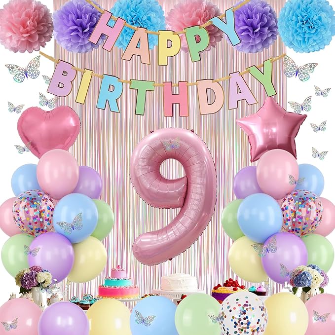 Pastel 9th Birthday Party Decorations - Image 6