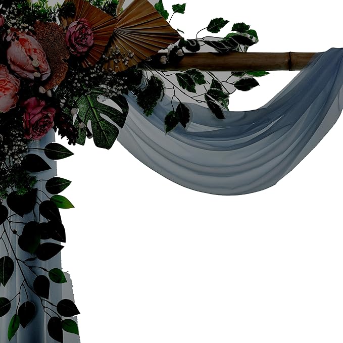 VDS Pack of 4 Panel Wedding Arch Draping Fabric Sheer Chiffon Fabric Drapery - Image 3