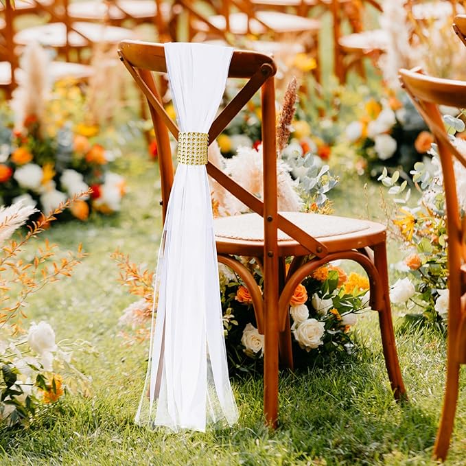 Large White Pew Bows Tulle Wedding Aisle Chair Decorations, Extended Church Pew - Image 4