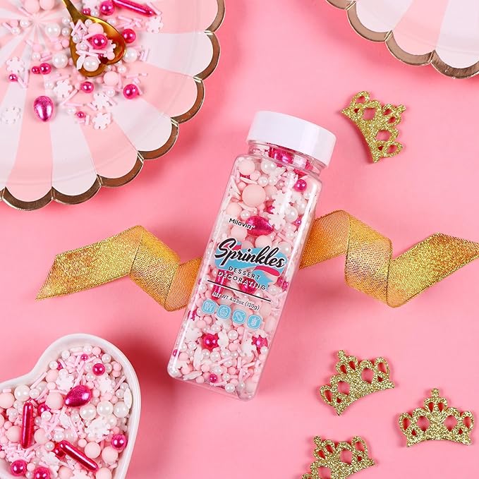 Pink Sprinkles for Cake Decorating, Metallic Sprinkle Mix for Cupcakes - Image 5