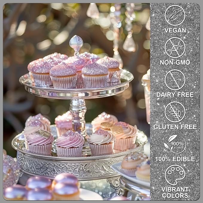 Black Edible Glitter - 5g Food Grade Cake Decorating Shimmering Glitter - Image 3