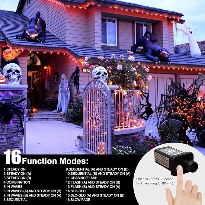 LAMPHOME 33ft Halloween Decorative Mini Lights, 100 LED Transparent Wire Fairy - Image 3