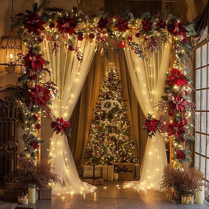 Fomcet Ivory Tulle Backdrop Curtains - Image 7