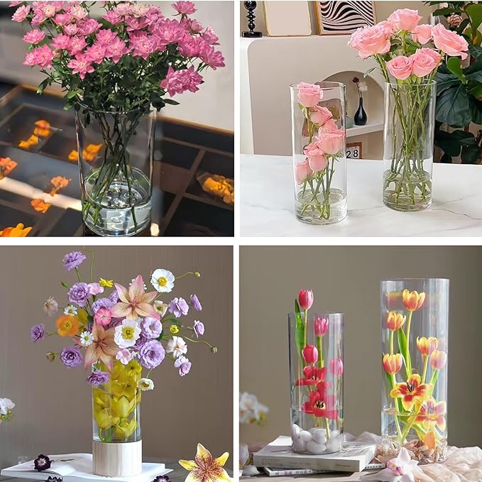 48 Pack Plastic Cylinder Vases, 4 6 8 10 Inch Tall Acrylic Cylinder Clear - Image 4