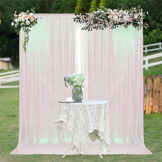 PartyDelight Sequin Backdrop Curtains Iridescent 2 Panels 5Ft x 10Ft Photograph - Image 6