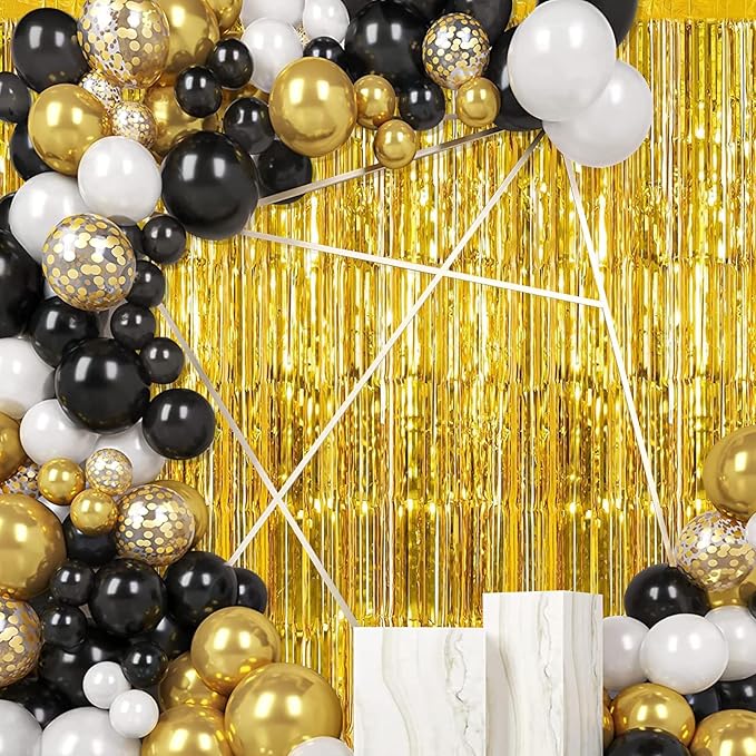 Gold Fringe Curtain Party Streamers, 12 Pack 3.3ft x 8.2ft Foil Curtain - Image 7