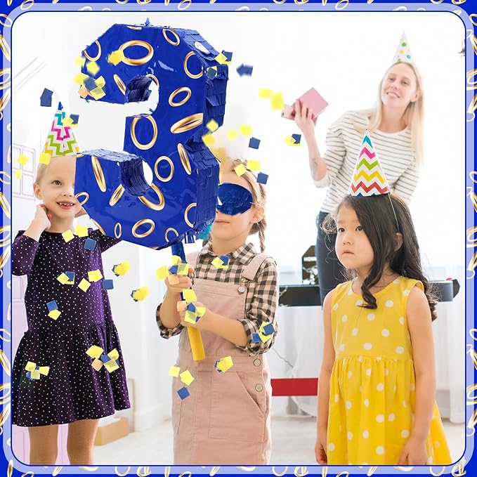 Number 3 Blue and Golden Rings Piñata - Image 6