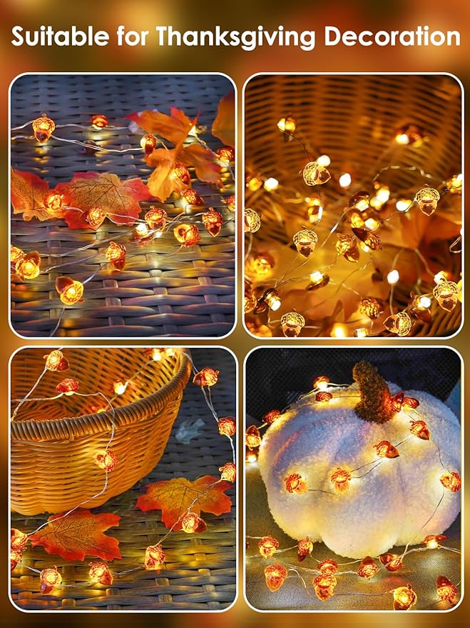 Fall Decorations Acorn Fairy Lights Battery Operated - Image 5