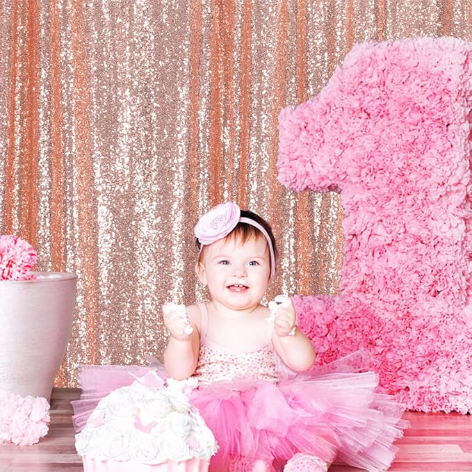 Eternal Beauty Sequin Backdrop Curtain, 7FT x 7FT Rose Gold Background - Image 7
