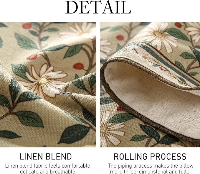 ISAENNE Designer Green Elegant Linen Table Runner 71 Inches Long, Flower and - Image 5