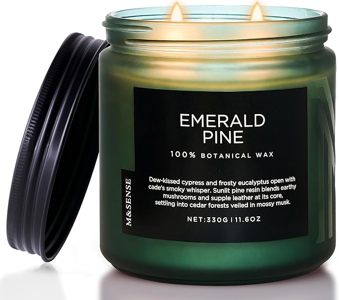 M&SENSE Pine Scented Candles Natural Soy Wax Clean Non Toxic 11.6oz 70 Hours by MSENSE