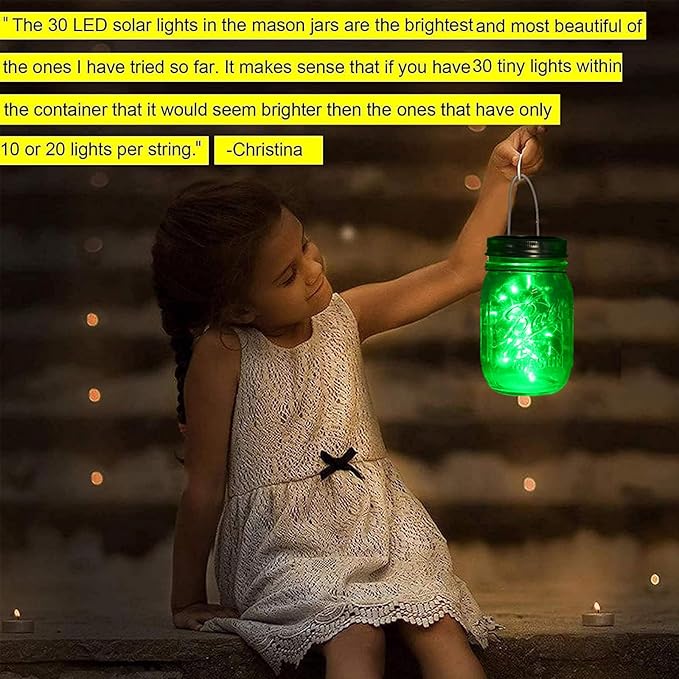 ZNYCYE Solar Mason Jar Lights, 12 Pack 30 LED Fairy Firefly Mason Jar Lids - Image 7