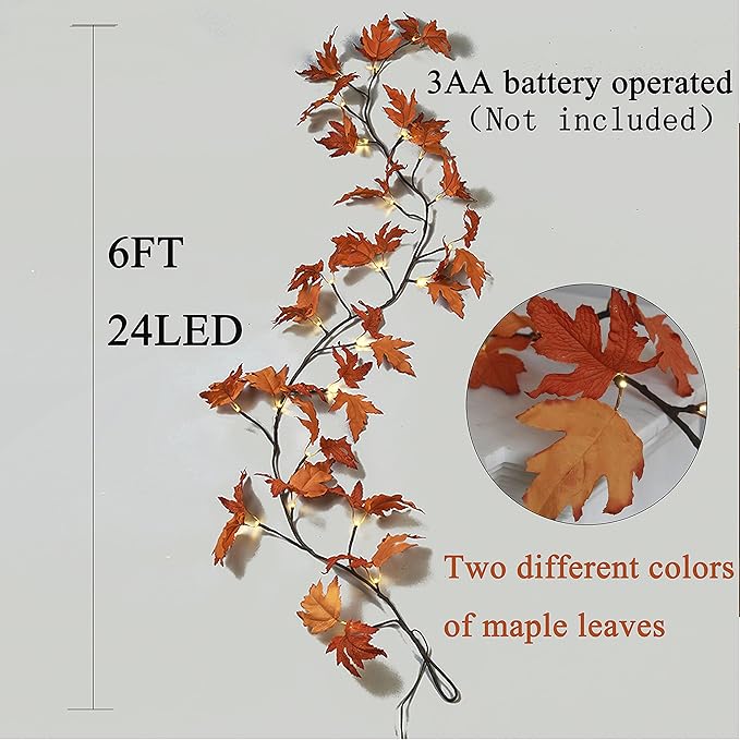 Hairui Lighted Maple Leaf Garland - Image 5