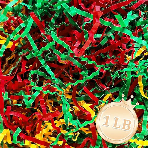 1 LB Gold Green Red Crinkle Cut Paper Shred Filler Great by Zankubom