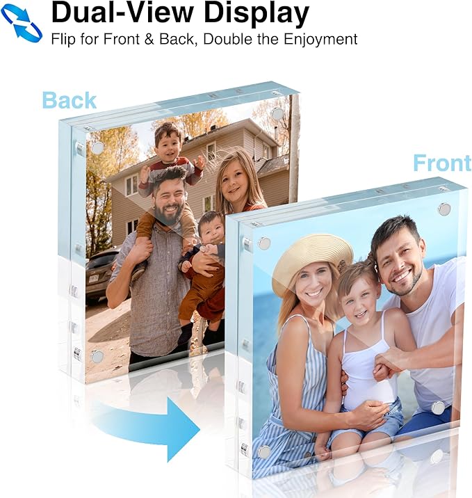 HOUSE DAY Acrylic Picture Frames 4x4, 3 Pack Magnetic 4 x 4 Picture Frame - Image 3