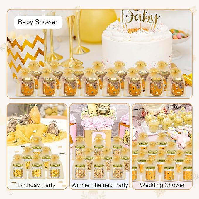 70 Pack 3 oz Mini Hexagon Glass Honey Jars - Image 4