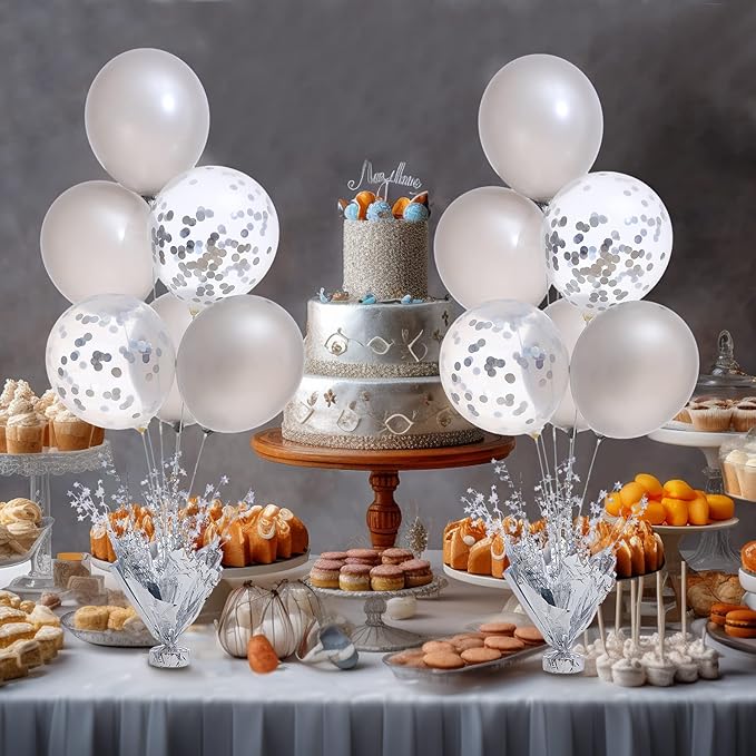 4 Set Silver Balloon Centerpieces - Image 9