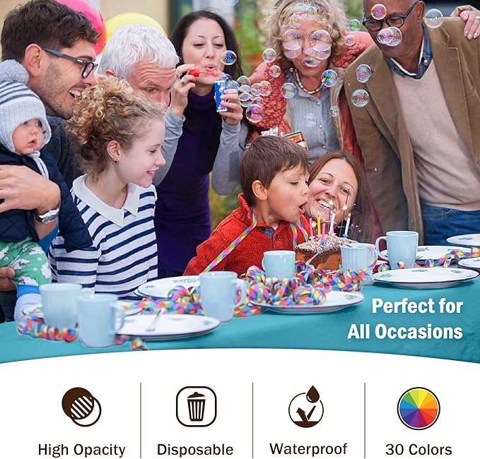 Party Solids Pack Of 12 Premium Plastic Tablecloth 54 Inch x 108 Inch Rectangle - Image 5