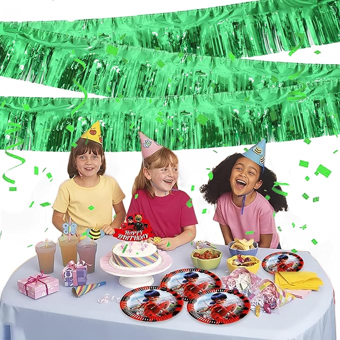Green Foil Fringe Garland 10FT 2packs, Metallic Foil Tinsel Fringe Banners - Image 4