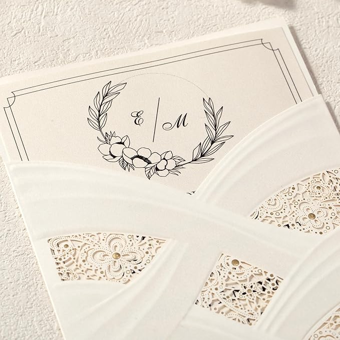 50pcs Laser Cut Wedding Invitations - Image 4