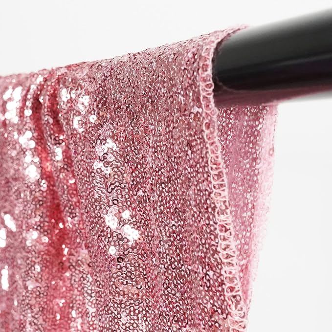 Poise3EHome Fuchsia Pink Sequin Backdrop Curtains, 2 Panels 2FTx8FT Glitter - Image 4