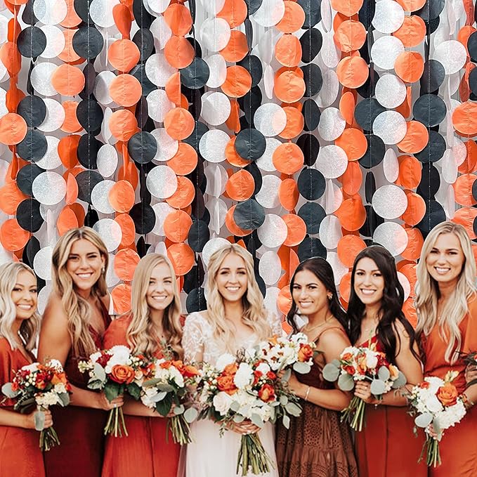 192 Ft Orange Black White Party Decorations Polka Dots Garland Streamer Backdrop - Image 6