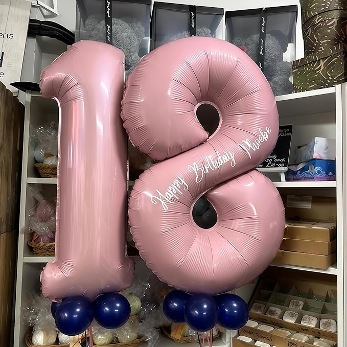 Big 13th Birthday Balloons, 40 Inch Pastel Pink Number 1 & 3 Helium Foil - Image 8