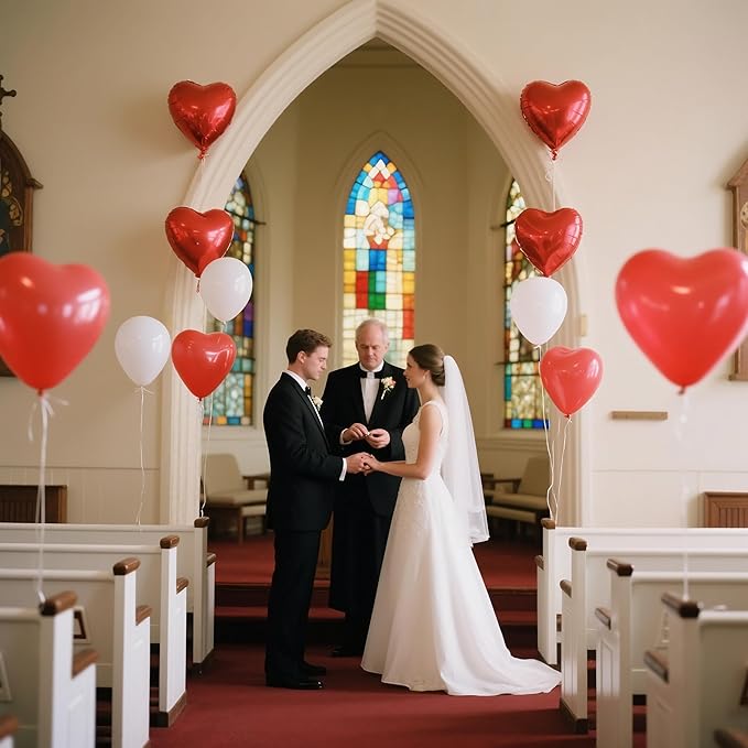 Red and White Heart Balloons - Image 8