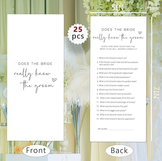 Bridal Shower Games, Does the Bride Really Know the Groom, Wedding Shower Games - Image 2