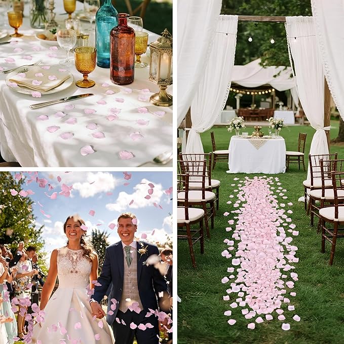 1000 Pcs Pink Rose Petals Artificial Silk Flower Petals Romantic Decorations - Image 2