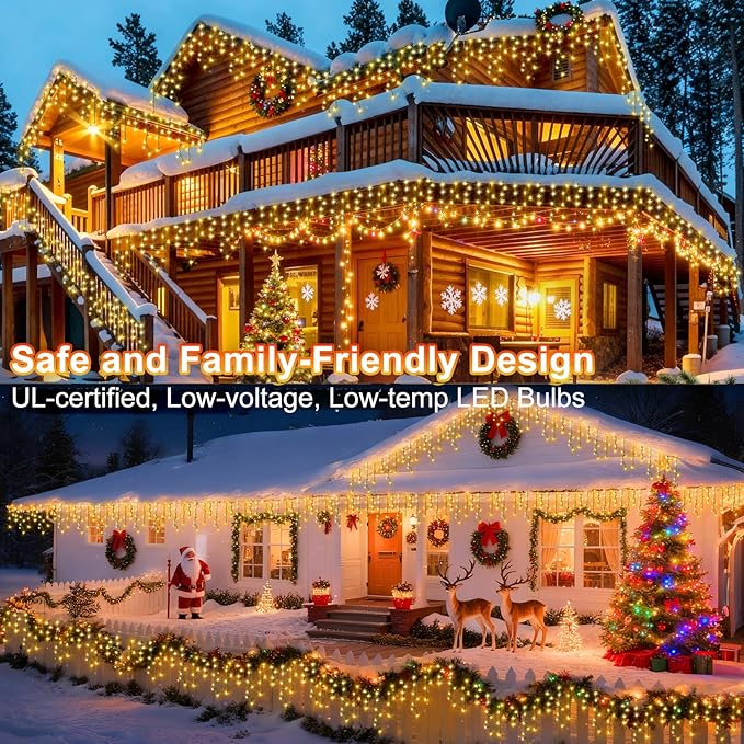 KNONEW 33FT 400 LED Christmas Lights Outdoor Black Wire String Lights - Image 4
