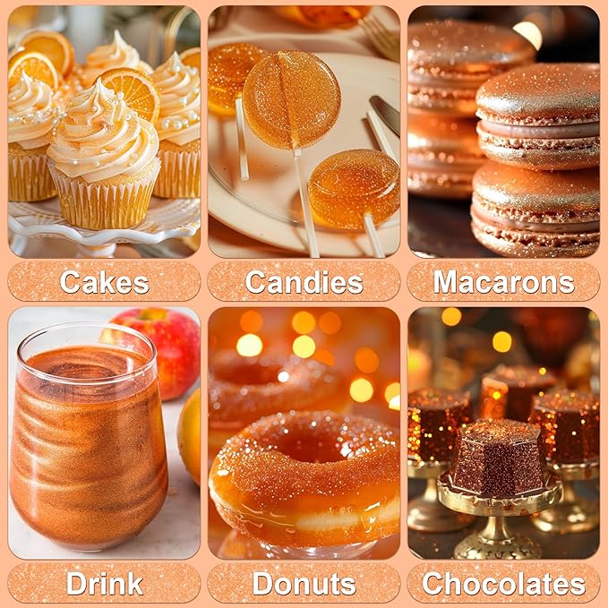 Orange Edible Glitter - 5g Food Grade Cake Decorating Shimmering Glitter - Image 5