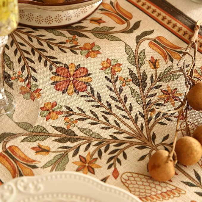 Decorative Linen Table Runner 71 Inches Long, Floral Print Rustic Runner - Image 3