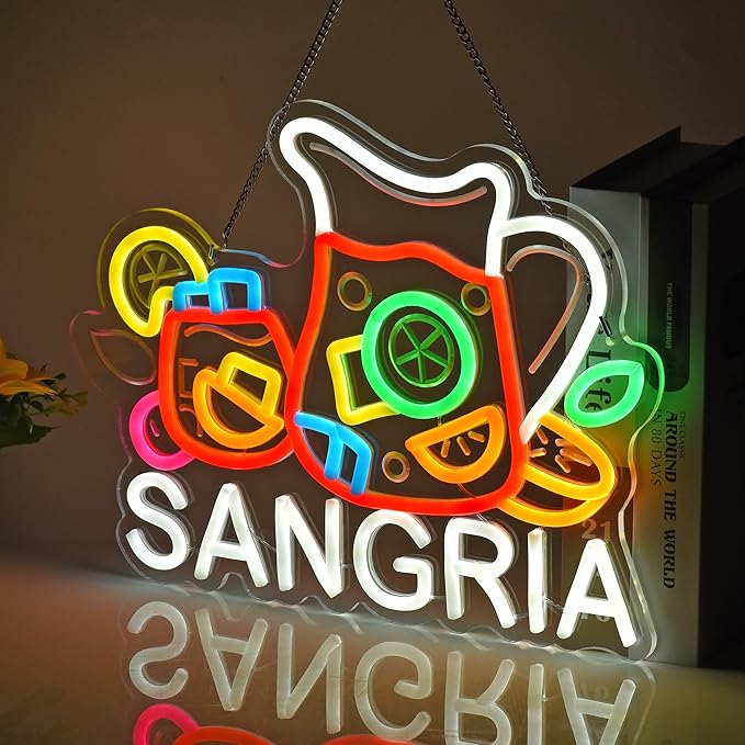 CNBEYOUNG Sangria Neon Sign, Neon Lights Hanging Wall Art Decoration - Image 7
