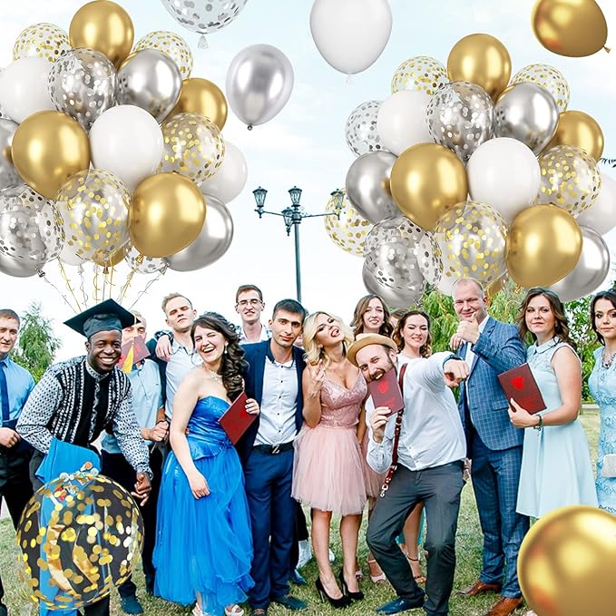 Paready Gold and Silver Latex Balloons - Image 6
