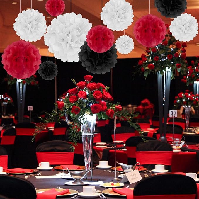 Tissue Paper Pom Poms, Hanging Flower Balls - Image 4