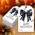 50 Pcs Halloween Tags with String, 2.1"×3.5" Bowknot Paper Gifts Tags, Bat by HandEasy