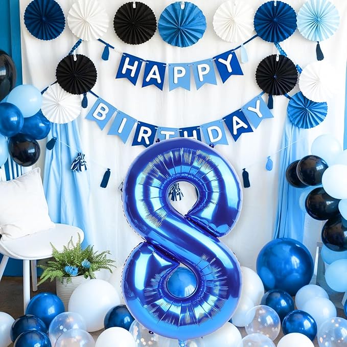 40 Inch Balloon Number 8 Navy Blue, Large Dark Royal Blue Foil Number 8 - Image 7