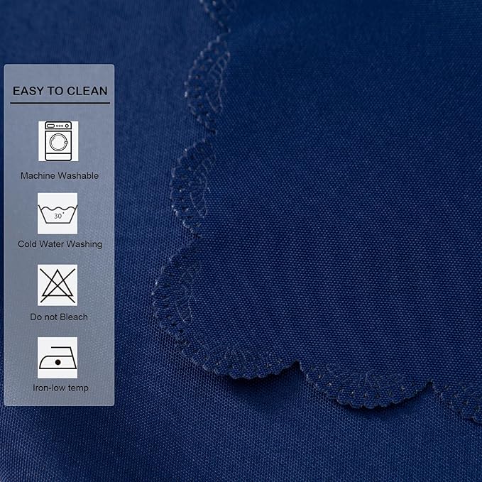 Rectangle Navy Tablecloth 60 x 84 Inch Polyester Fabric Washable Table Cloth - Image 6