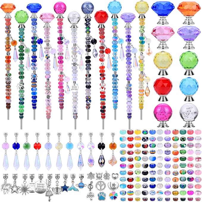 DIY Fairy Wand Garden Stakes Kit, Crystal Beaded Decorative Wands Set, Outdoor by AIPRIDY