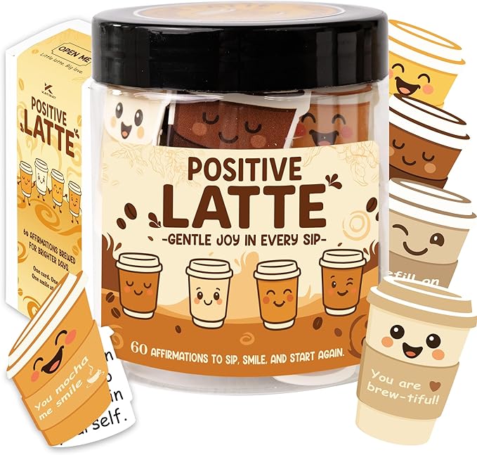 Positive Latte Affirmation Jar – 60pcs Cute Emotional Support Lattes – Coffee by KATINAT