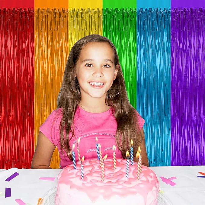 2 Pack Rainbow Backdrop Curtains, 3.28 Ft x 6.56 Ft Rainbow Party Decorations - Image 7