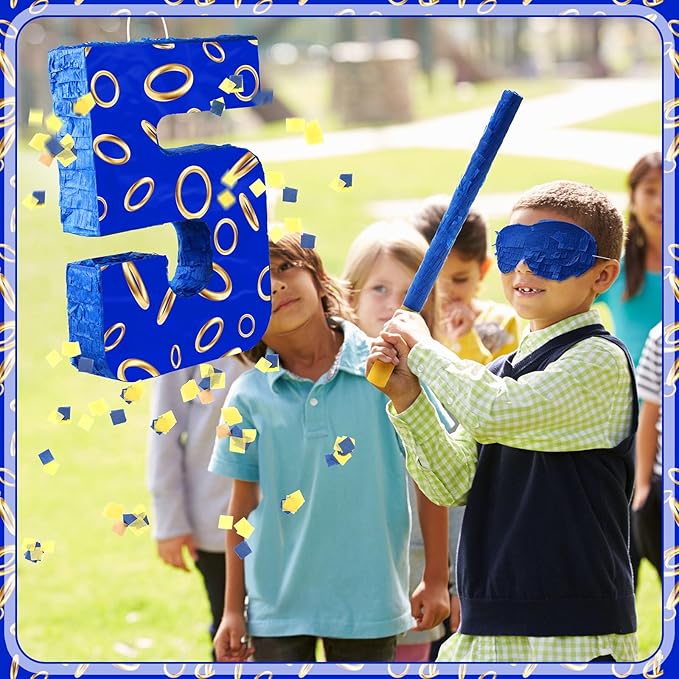 Number 5 Blue and Golden Rings Piñata - Image 6