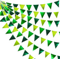 Gradient Green Party Decorations Metallic Fabric Ombre Green Triangle Pennant by pinkblume