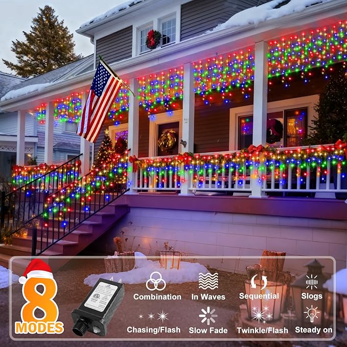 KNONEW 33FT 400 LED Christmas Lights Outdoor Black Wire String Lights - Image 3