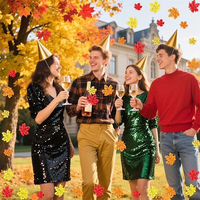 MARFOREVER Fall Glitter Confetti, Thanksgiving Metallic Foil Maple Leaves Fall - Image 7