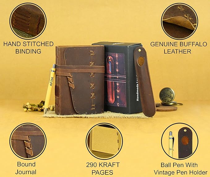Leather Journal Notebook for Men & Women Daily Vintage Leather Bound Journal - Image 2
