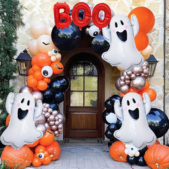 9 Pcs Halloween Balloons White Ghosts Balloons Halloween Foil Balloon - Image 6